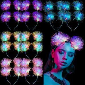 Lighted Cat Ears Headband 16pcs Multicolor LED Rave Hair Accessories for Women
